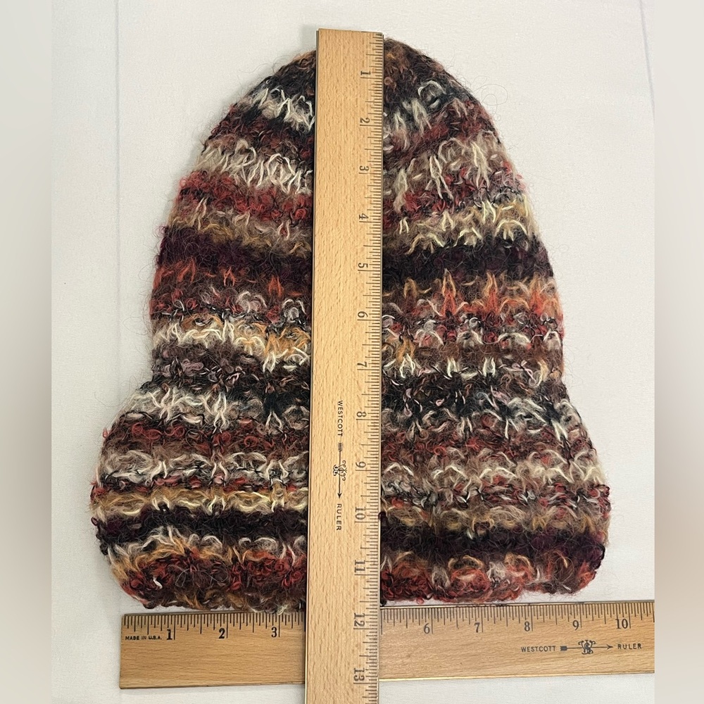 Italian Wool Blend Multicolor Knit Beanie Adult One Size Slouchy Boho - Picture 11 of 12